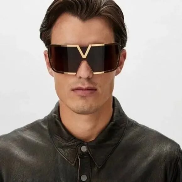NEW VALENTINO V-ROMASK VLS-120B UNISEX BROWN TITANIUM SUNGLASSES VALENTINO - Picture 5 of 13